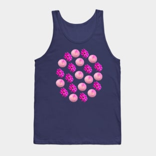 Dark Pink Gerbera and Pink Ball Dahlia Floral Group Tank Top